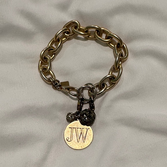 Gold Chain Bracelet with JW Charm - Picture 1 of 8